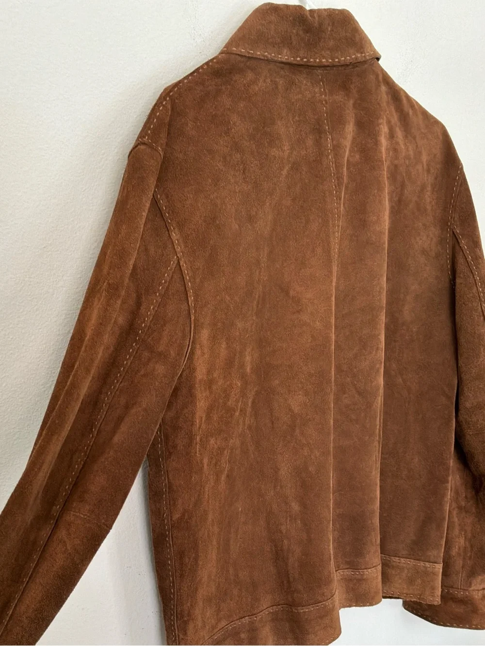 Banana Republic Genuine Suede Leather Brown Zip Jacket Size Small Y2K